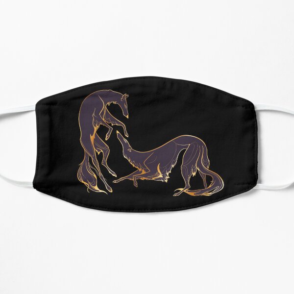 Dancing gold and purple borzoi Flat Mask