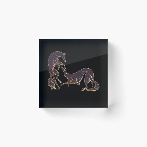 Dancing gold and purple borzoi Acrylic Block