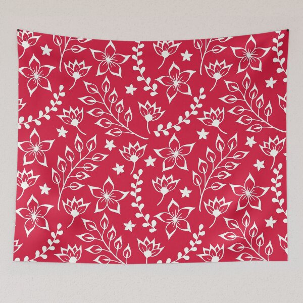 Item preview, Red White Christmas Poinsettia Holly Flower Print designed and sold by IamTrending.