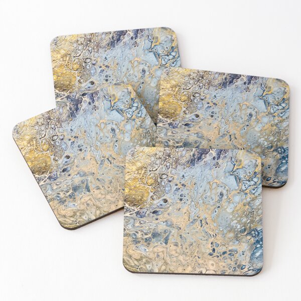 Item preview, Golden Blue Paint Pour designed and sold by OriginallyWild.