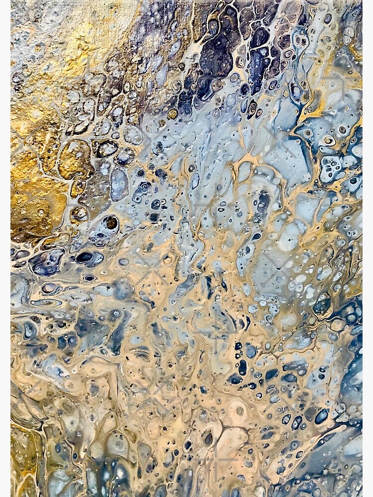 Golden Blue Paint Pour by OriginallyWild