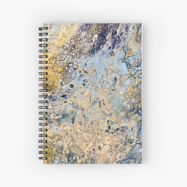 Golden Blue Paint Pour Spiral Notebook
