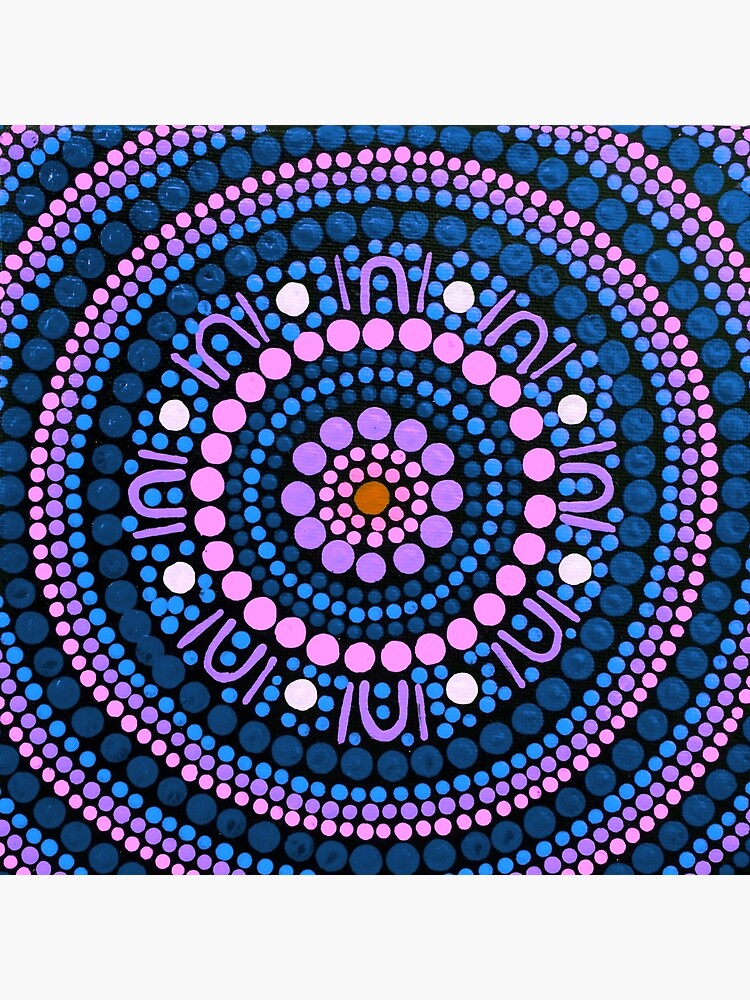 Australian Aboriginal Art Dot Painting Mandala Pink and Blue" Board Print by GhostGumDesigns | Redbubble