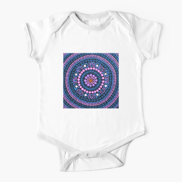 Australian Aboriginal Art Dot Painting Mandala Pink and Blue Baby