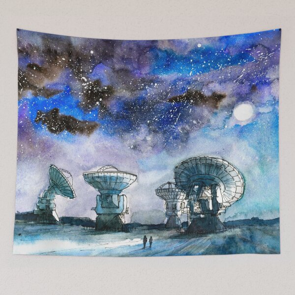 Item preview, Radio Telescope Watercolor Painting: ALMA Array, Atacama Desert designed and sold by darrenyeoart.