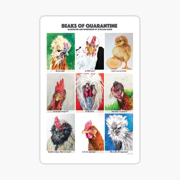 Vista previa del artículo con la obra «Picos de cuarentena, arte de pollo», diseñado y vendido por jenesaiscluck.