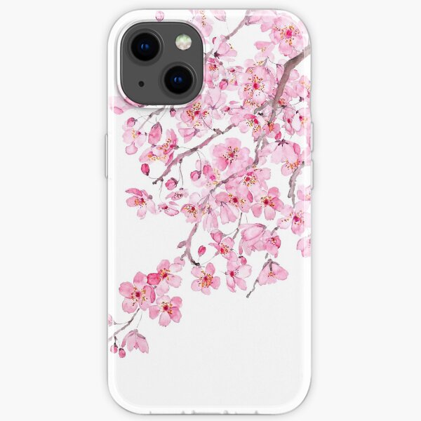 aquarelle de fleurs de cerisier rose 2020 Coque souple iPhone