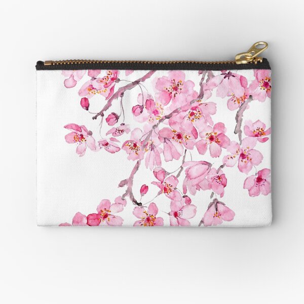 pink cherry blossom watercolor 2020 Zipper Pouch