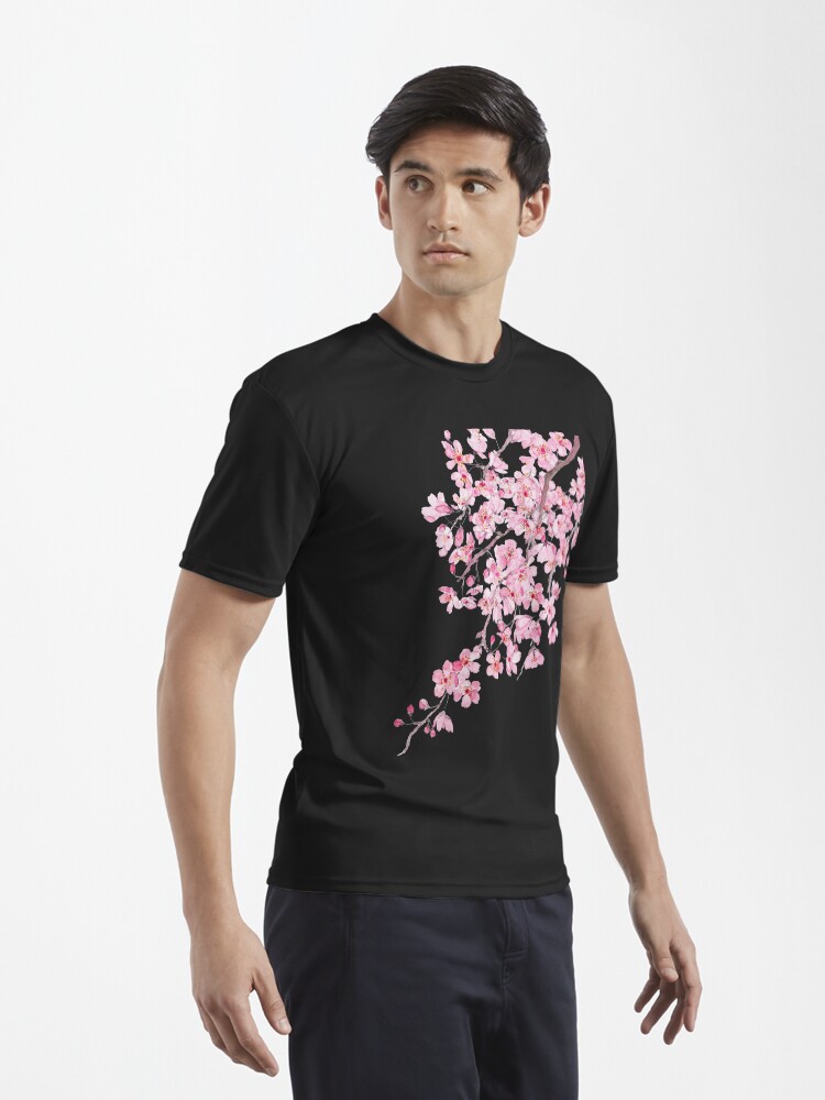 Thumbnail 3 von 7, Funktionsshirt, handgemaltes handgemaltes rosa kirschblütenaquarell 2020 designt und verkauft von ColorandColor.