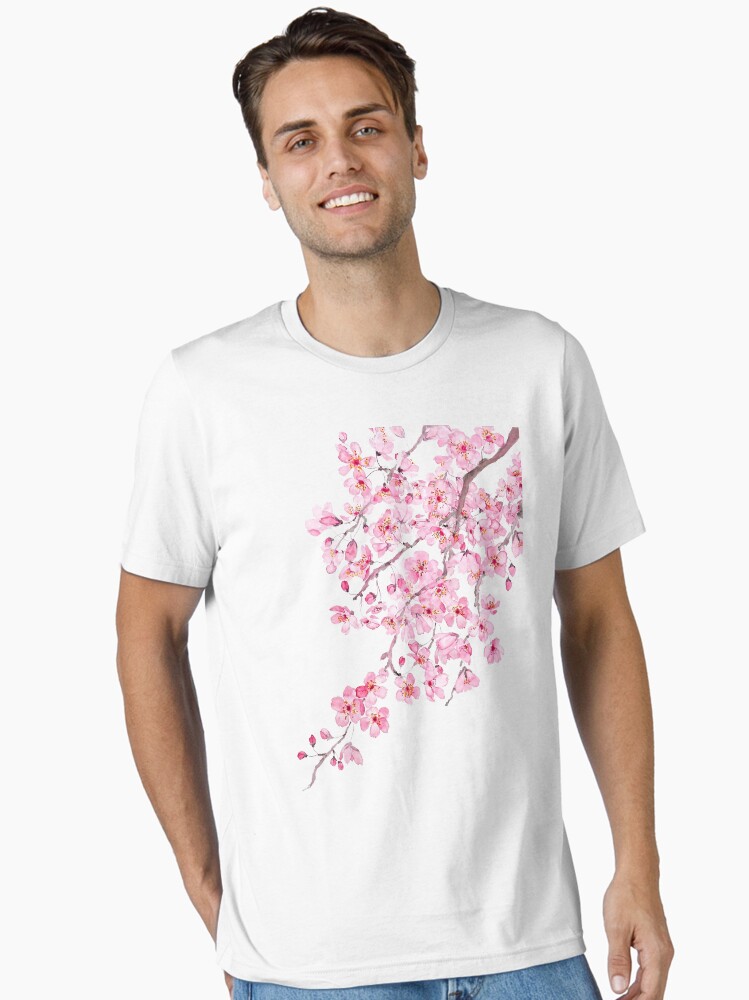 Thumbnail 1 von 7, Essential T-Shirt, handgemaltes handgemaltes rosa kirschblütenaquarell 2020 designt und verkauft von ColorandColor.
