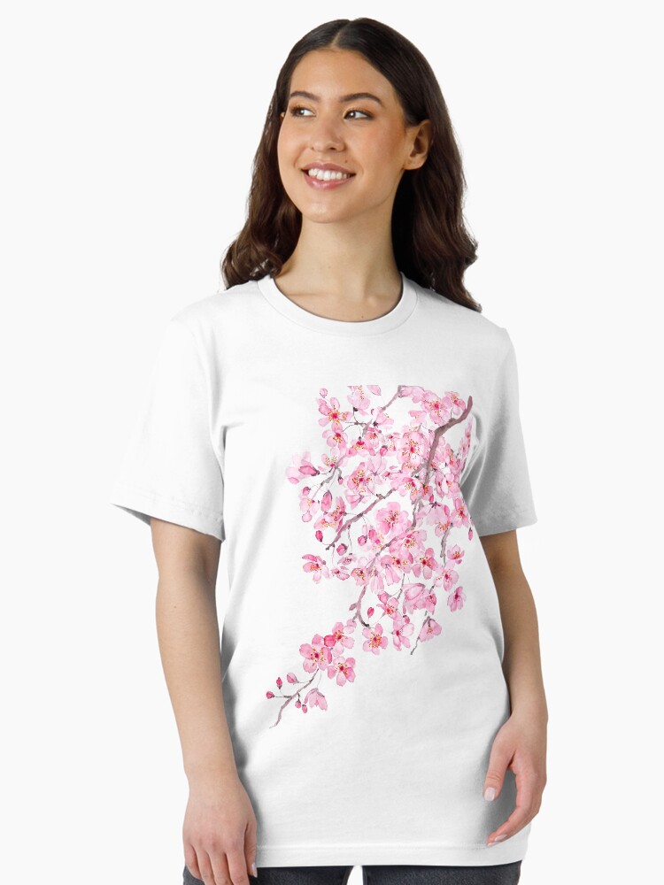 Thumbnail 2 von 7, Essential T-Shirt, handgemaltes handgemaltes rosa kirschblütenaquarell 2020 designt und verkauft von ColorandColor.