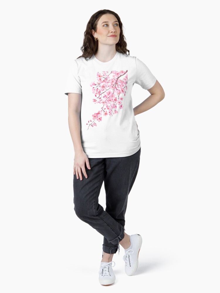 Thumbnail 4 von 7, Essential T-Shirt, handgemaltes handgemaltes rosa kirschblütenaquarell 2020 designt und verkauft von ColorandColor.