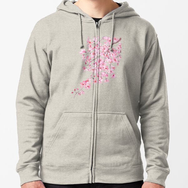 pink cherry blossom watercolor 2020 Zipped Hoodie