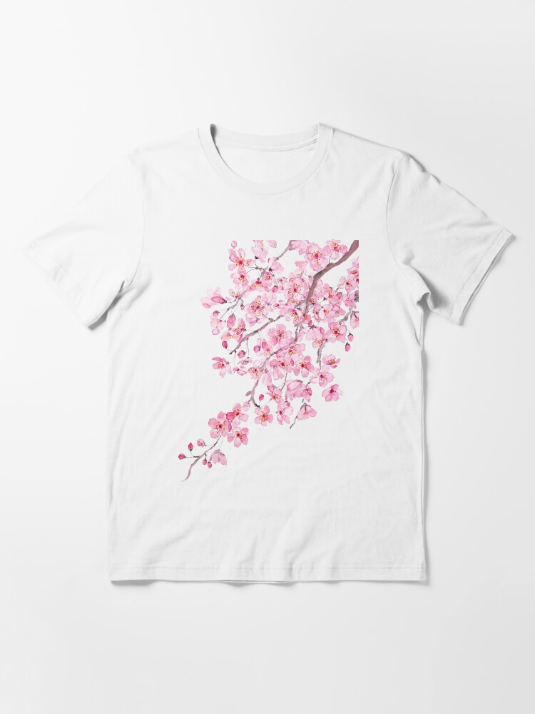 Thumbnail 3 von 7, Essential T-Shirt, handgemaltes handgemaltes rosa kirschblütenaquarell 2020 designt und verkauft von ColorandColor.
