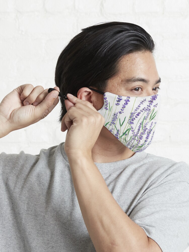 Alternate view of purple lavender horizontal watercolor Mask