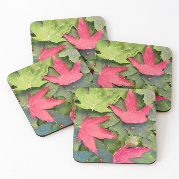 Item preview, Autumn Leaves Changing Color Collage, Red and Green designed and sold by navitaelwell.