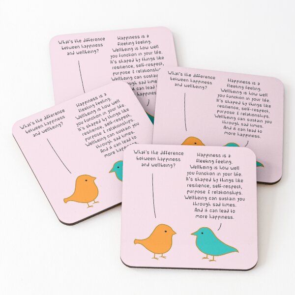 Item preview, Happiness vs Wellbeing - Pink designed and sold by ImperfectLife.