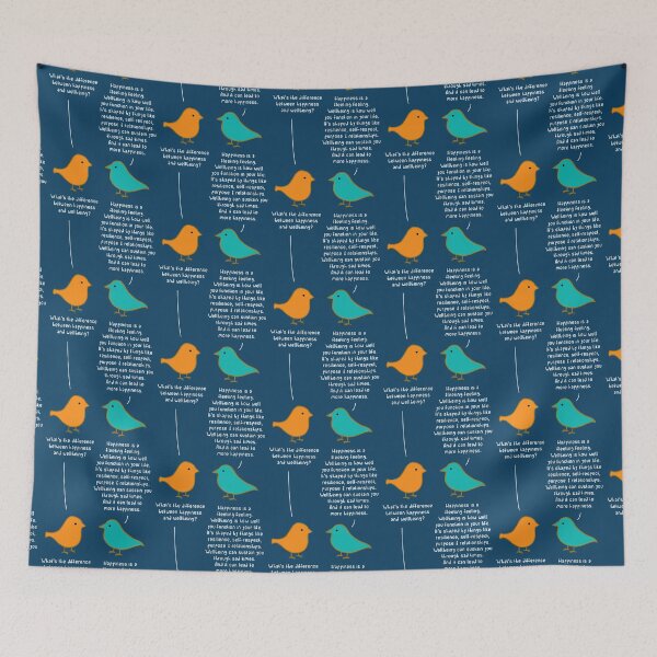 Item preview, Happiness vs Wellbeing - Dark Blue designed and sold by ImperfectLife.
