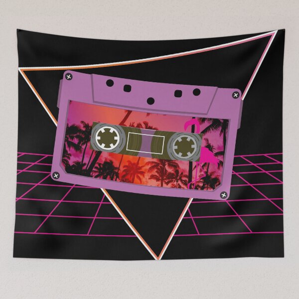 Item preview,  Retrowave Synthwave Grid Cassette Tape designed and sold by ghost888.