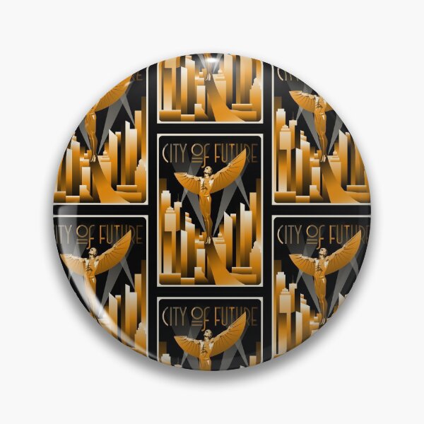 Item preview, Art Deco Aviator Flight Over The City of The Future designed and sold by 108dragons.