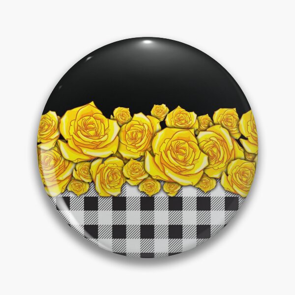 Item preview, Black and White plaid Gold flower pattern V1 designed and sold by smARTwork.