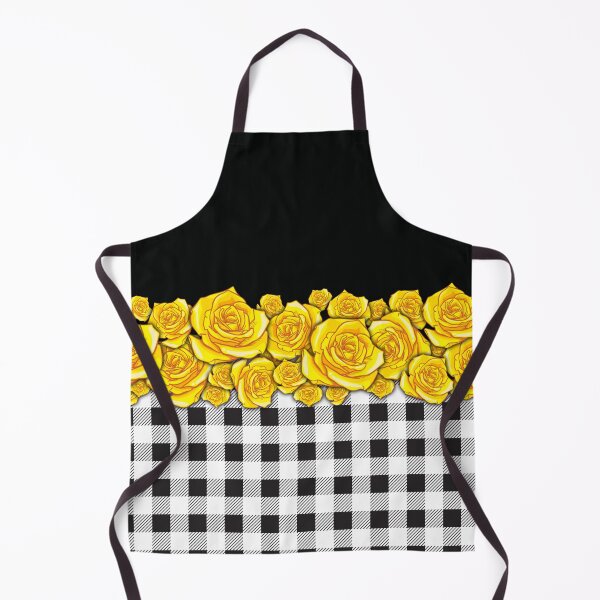 Item preview, Black and White plaid Gold flower pattern V1 designed and sold by smARTwork.