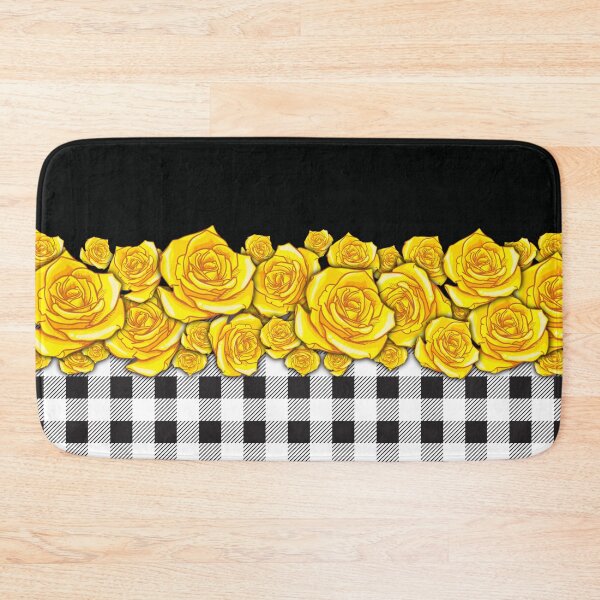 Item preview, Black and White plaid Gold flower pattern V1 designed and sold by smARTwork.