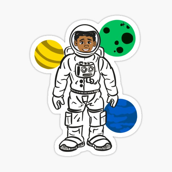 Black boy Astronaut African American boy in outer space Galaxy boy in space Sticker