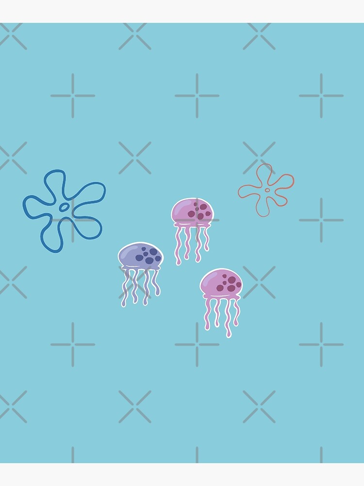 "SpongeBob jellyfish pack" Mounted Print for Sale by caliclem | Redbubble