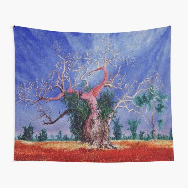 Outback Boab Tree - Print of Oil on canvas original artwork Tapestry