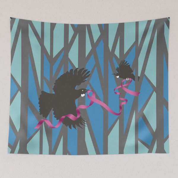 Artikelvorschau, Flying Tui in Forest with Pink Ribbon entworfen und verkauft von iskamontero.
