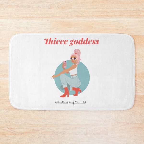 Item preview, Thiccc goddess- all natural- no filter needed- girl taking a mirror selfie with pink hair, red high heels and pink phone designed and sold by josephsteez.