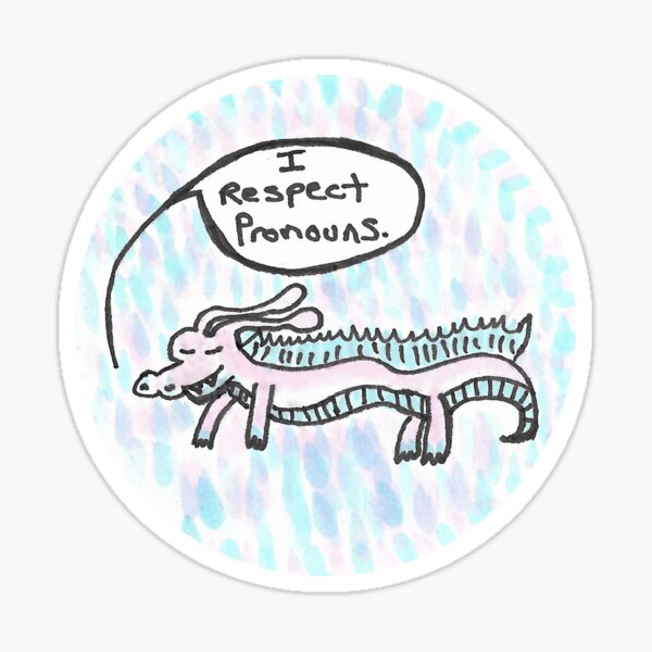 Pronoun-Respecting Dragon Sticker