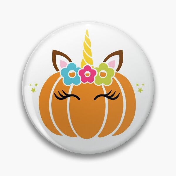 Item preview, Cute Pumpkin Unicorn with lashes and flowers designed and sold by FazCreations.