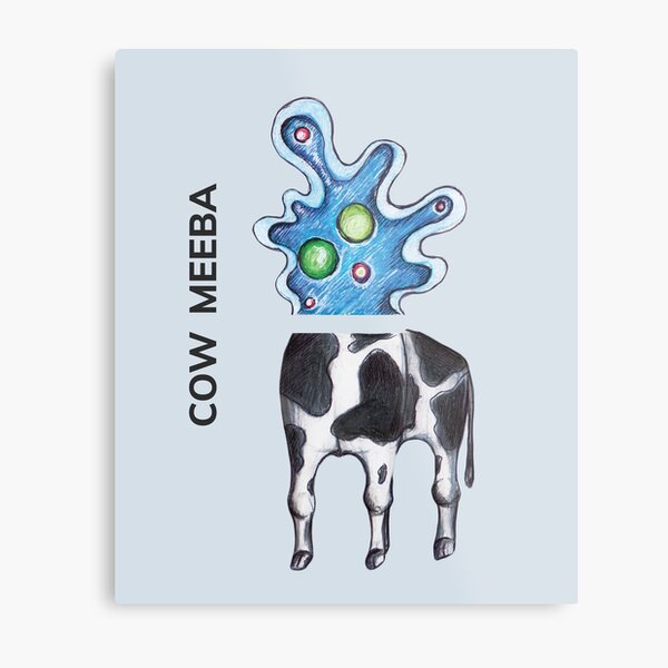 COW MEEBA by FrankenDuo geyser grey Metal Print