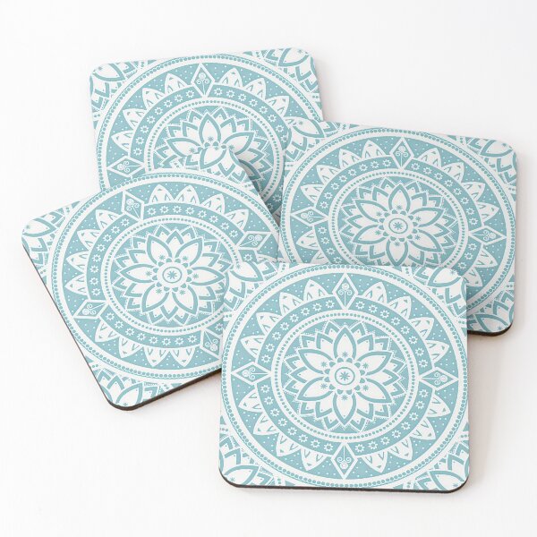 Blue circular relaxing mandala Coasters (Set of 4)