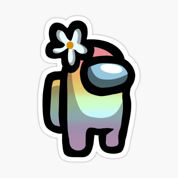 Rainbow Among Us Character With Flower Hat Sticker By Maysiedesigns Redbubble