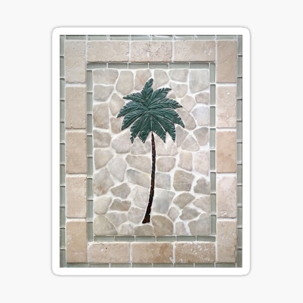 "Single Palm Tree tile mural by Makena Tile" Sticker for Sale by