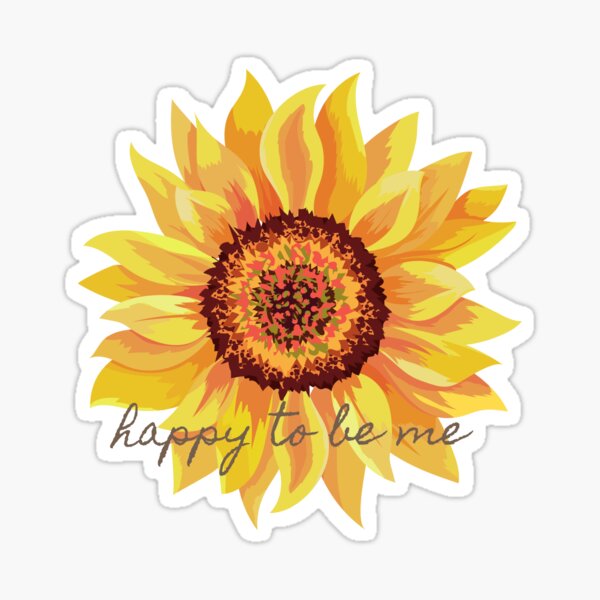 Item preview, "Happy to be me" large Sunflower design to spread smiles  designed and sold by AyeAyeBeans.