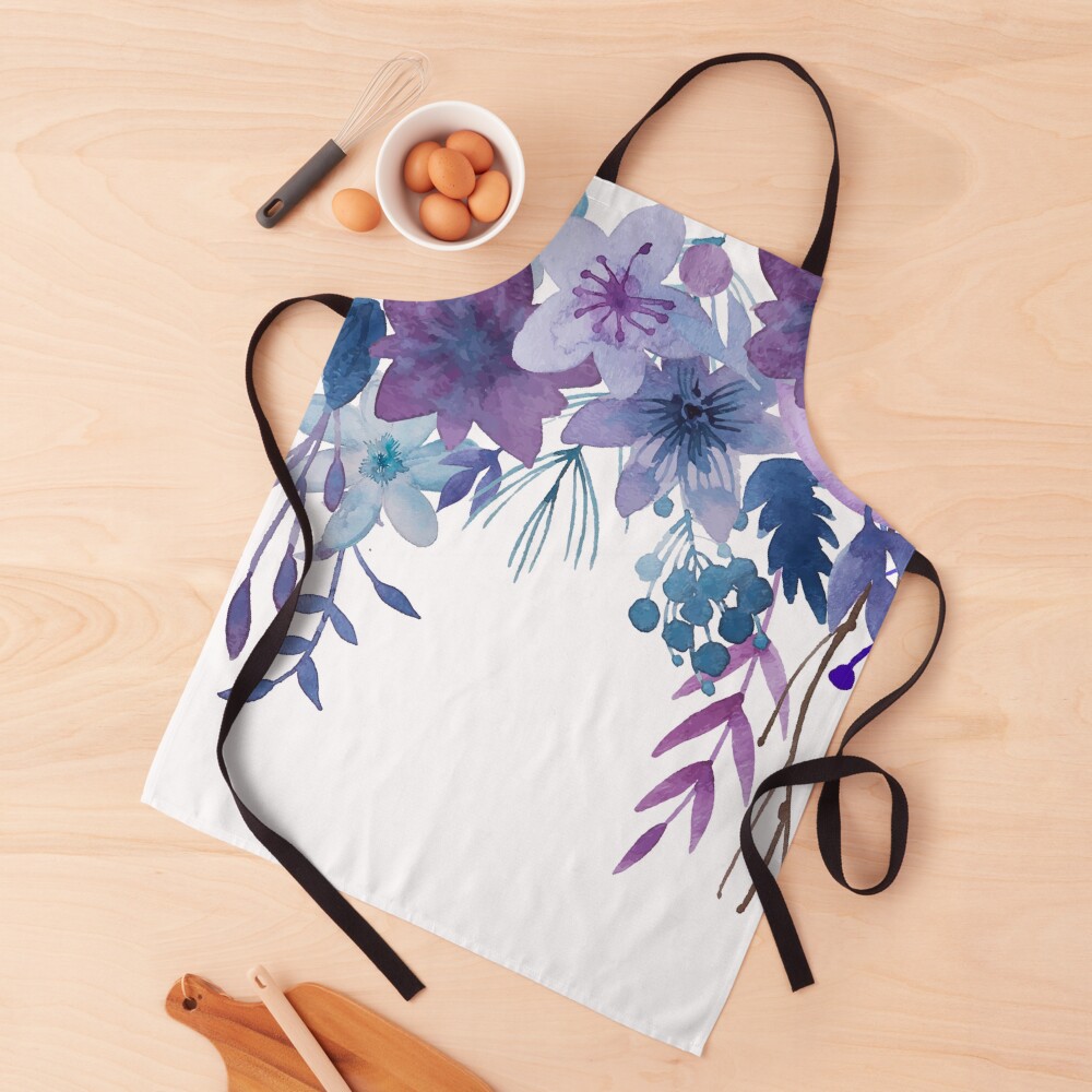 Blue Purple Flowers Apron
