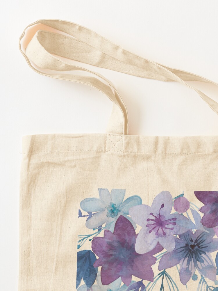 Navy Burgundy Watercolor Floral Monogram Initial Tote Bag