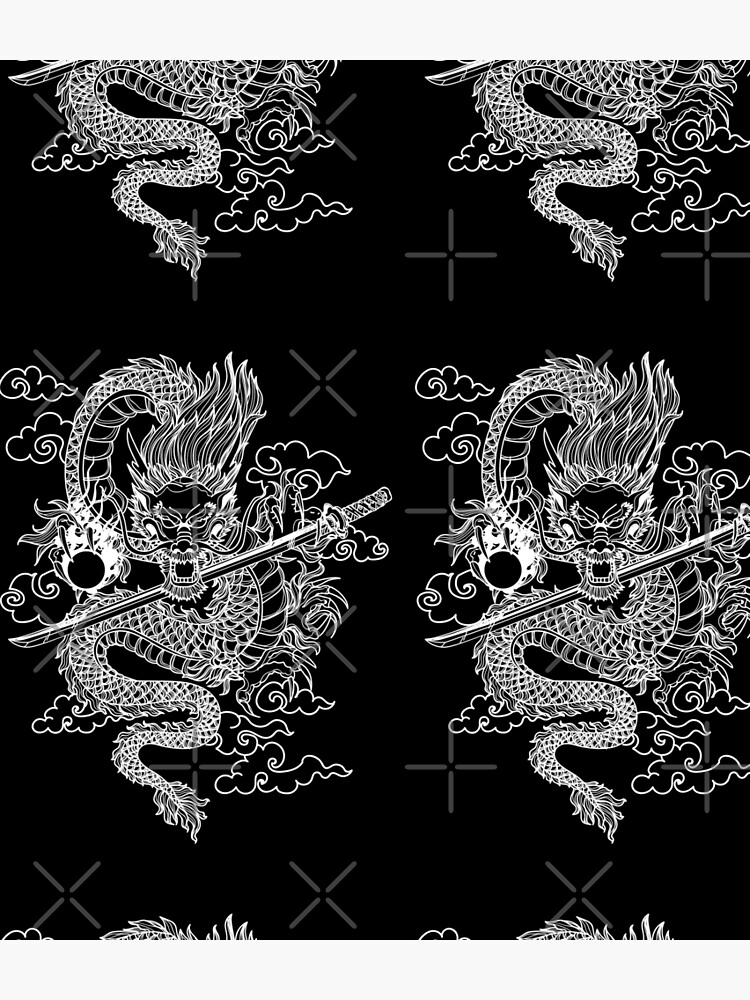 Thumbnail 3 of 3, Backpack, White Chinese Dragon with Black Background designed and sold by SoccaTamam.