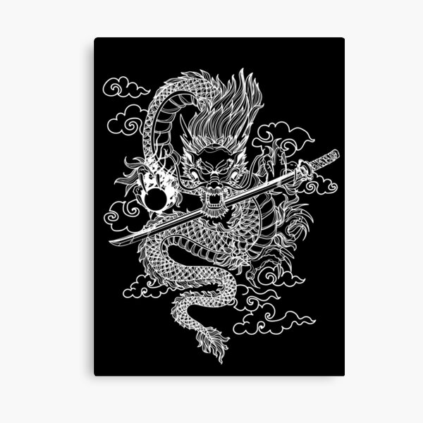 Item preview, White Chinese Dragon with Black Background designed and sold by SoccaTamam.
