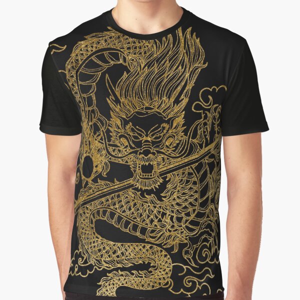 Item preview, Gold Chinese Dragon with Black Background designed and sold by SoccaTamam.