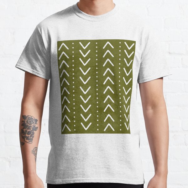 Olive Green Mudcloth Arrows Pattern Classic T-Shirt