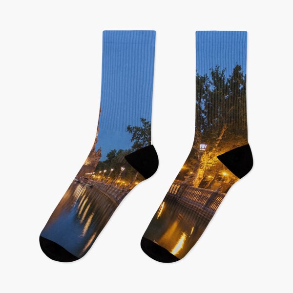 Item preview, Andalusian Night Magic - Blue Hour at Plaza de Espana in Seville Spain designed and sold by Georgia Mizuleva.