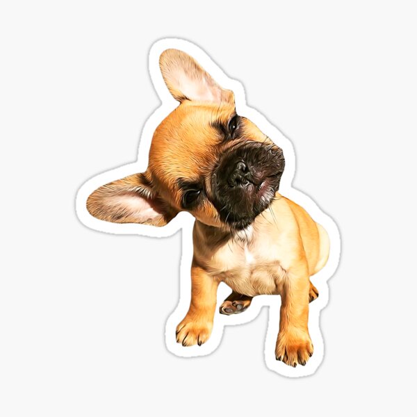 Vista previa del artículo con la obra «Bulldog francés con la cabeza inclinada», diseñado y vendido por ElegantCat.