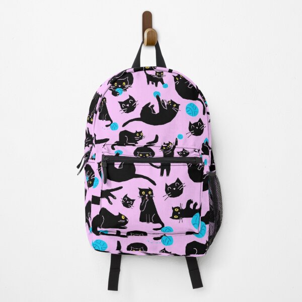 Item preview, Black cats playing with a ball (pink background variant) designed and sold by EliSoft.