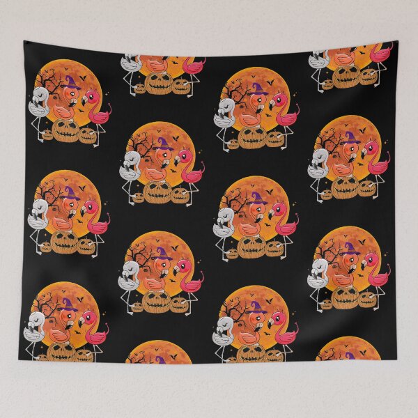 Item preview, Cute Flamingo Witch Halloween Vintage Shirt Skull Flamingos Pumpkin Bat Fly Moon T Shirt designed and sold by tuanitus.