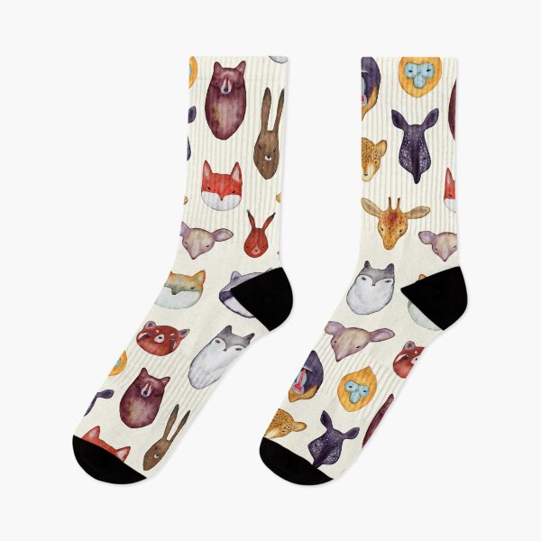 Item preview, Watercolor wild animals heads seamless pattern designed and sold by Anniomoro.
